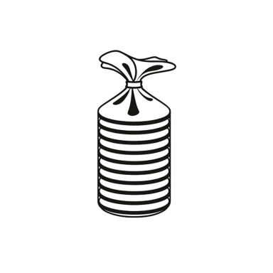 Een gestileerde tekening van een fles met een geschenkachtige bovenkant.